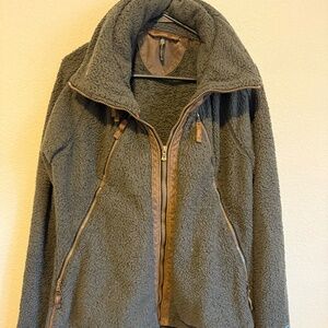 KUHL FLIGHT JACKET Woman's Italian fleece Vintage micro-suede accents SZ XL
